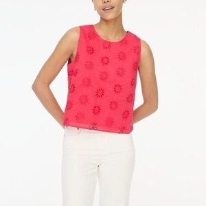 NWT J CREW Factory Eyelet shell tank top in “Bright Rose” pink
